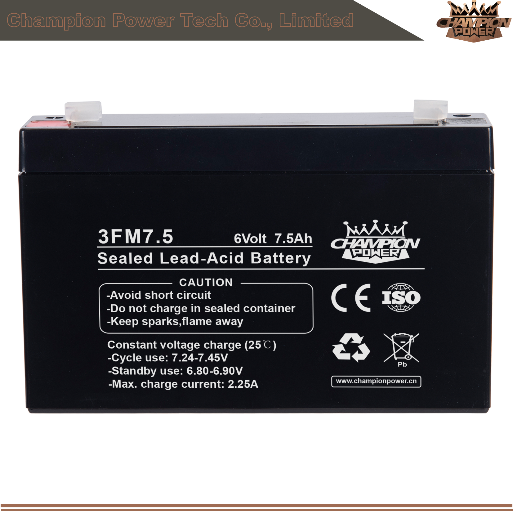 3FM7.5 6V7.5Ah AGM Battery